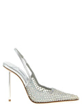Silver Polyester High Heel Pumps