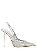 Silver Polyester High Heel Pumps