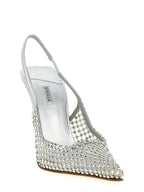 Silver Polyester High Heel Pumps