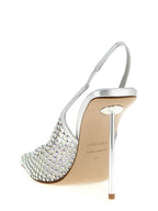 Silver Polyester High Heel Pumps