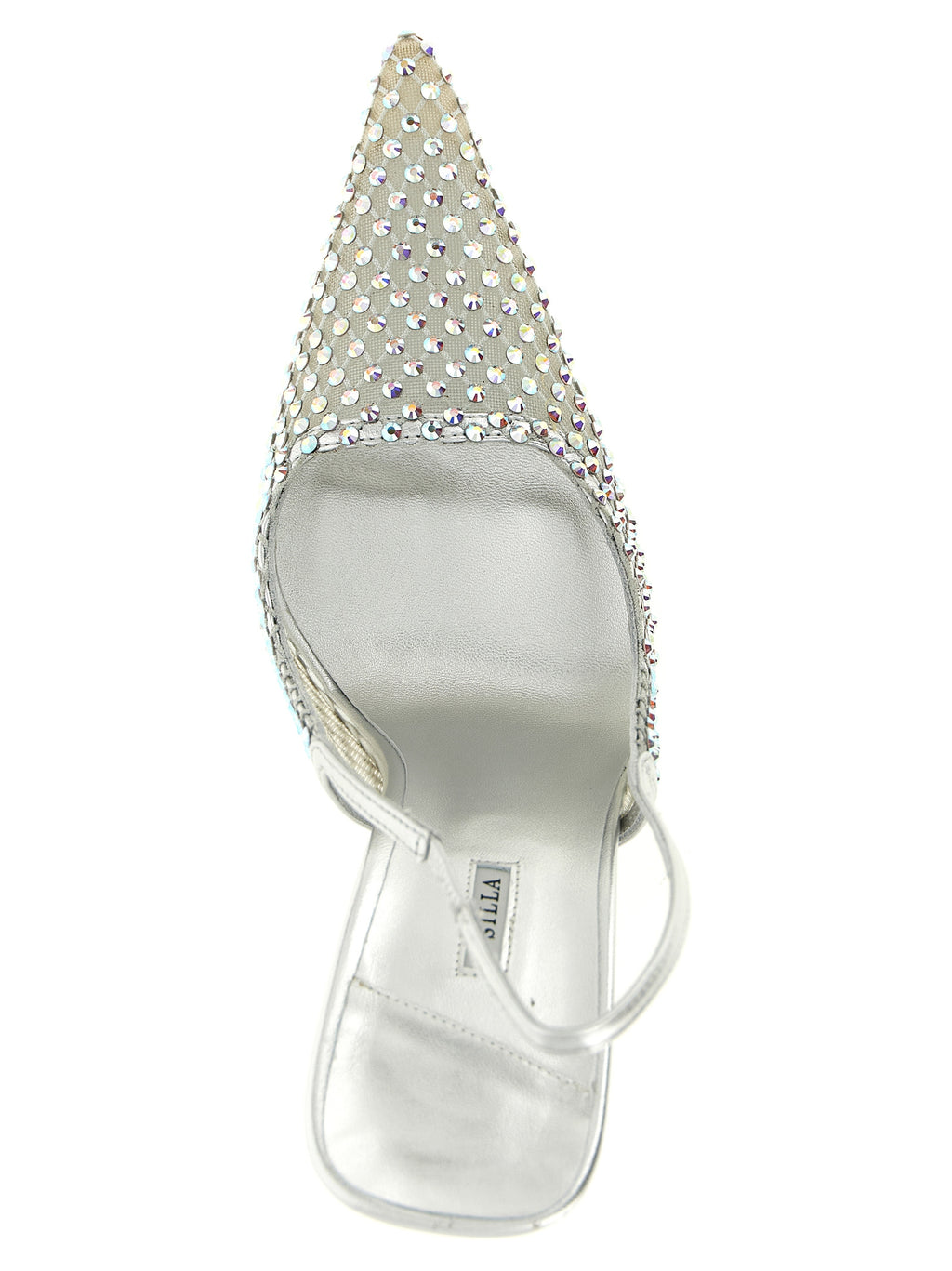 Silver Polyester High Heel Pumps