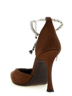 Brown Tencel High Heel Pumps