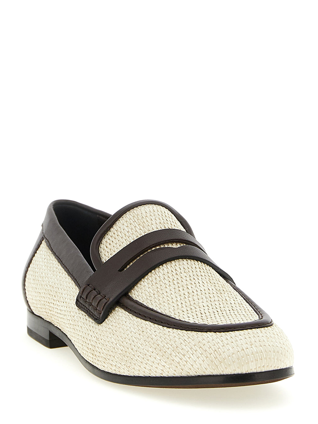 Beige Polyamide Slip-On Loafers