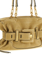 Beige Calfskin Shoulder Bag