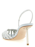 Gray Goatskin Stiletto Heel Sandals