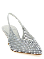 Gray Polyester Mid Heel Pumps