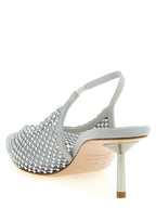 Gray Polyester Mid Heel Pumps