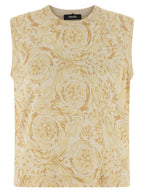 Bicolor Silk Sleeveless Jacket
