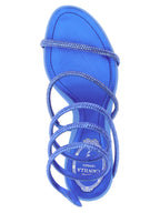 Blue Viscose Stiletto Heel Sandals
