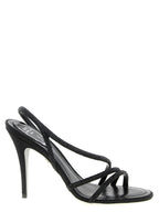 Black Viscose Stiletto Heel Sandals