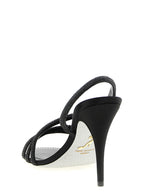 Black Viscose Stiletto Heel Sandals