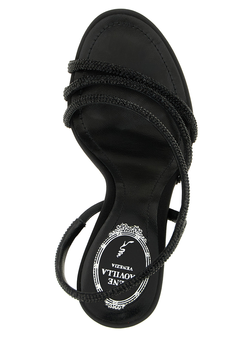 Black Viscose Stiletto Heel Sandals