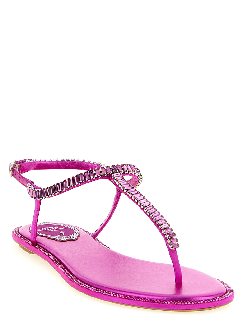 Fuchsia Viscose Flat Sandals