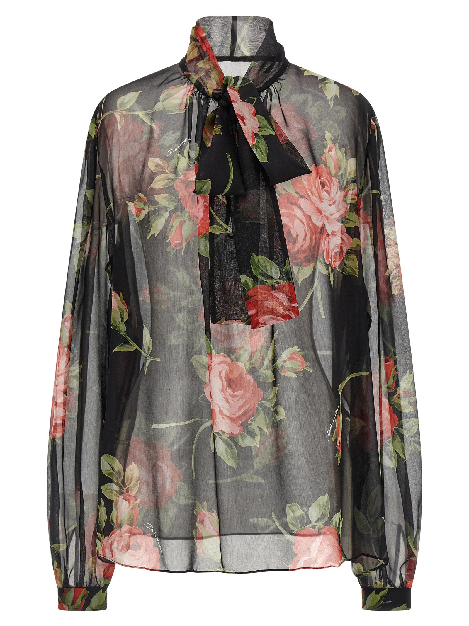 Black Silk Pattern Shirt