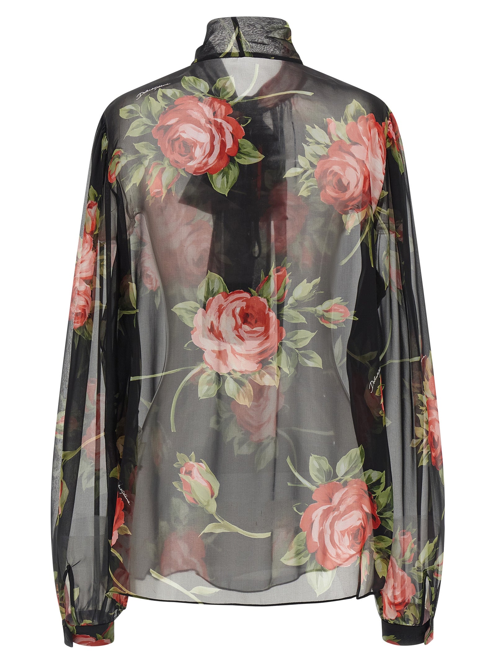 Black Silk Pattern Shirt