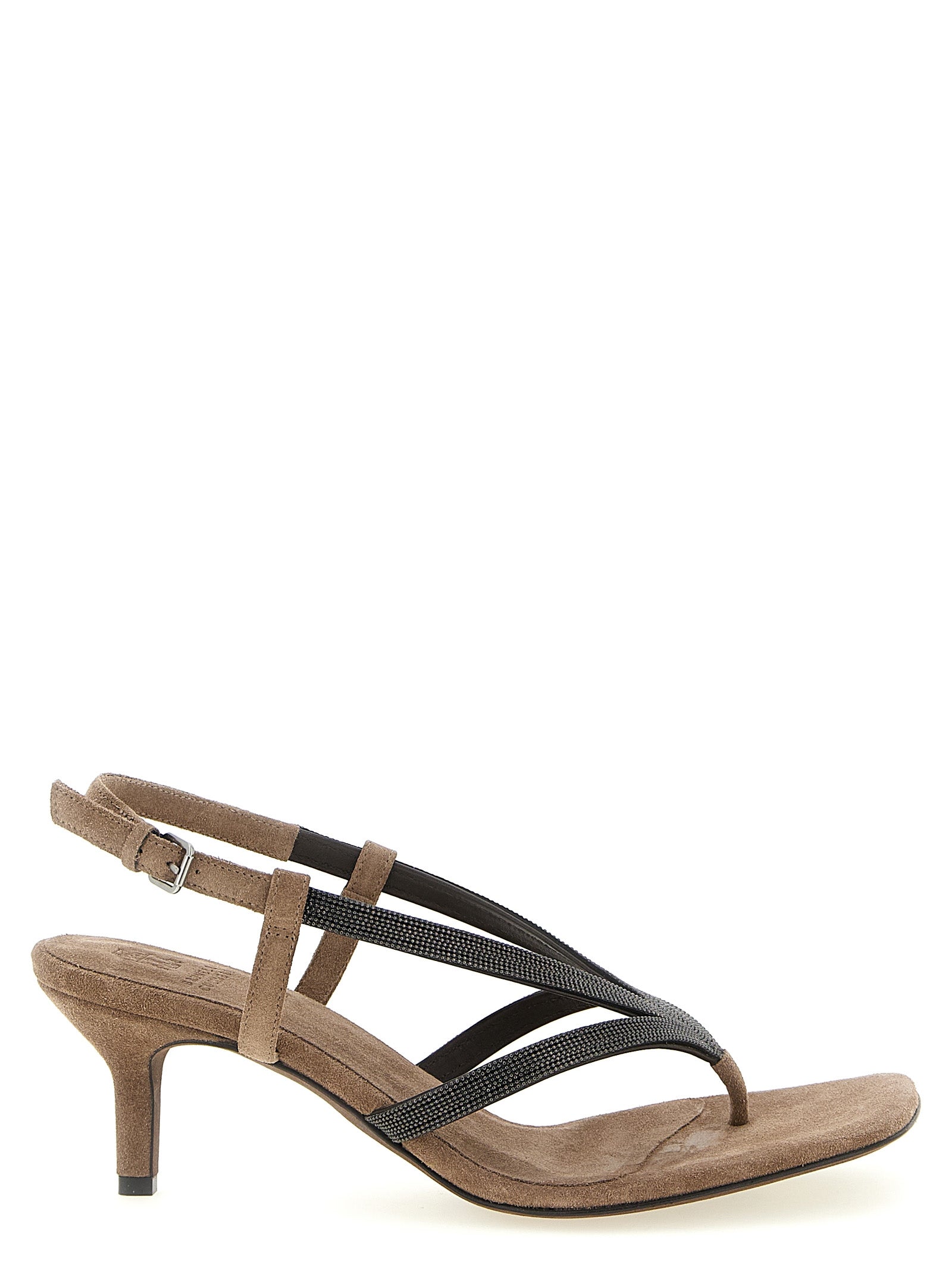 Beige Lamb Leather Flat Sandals