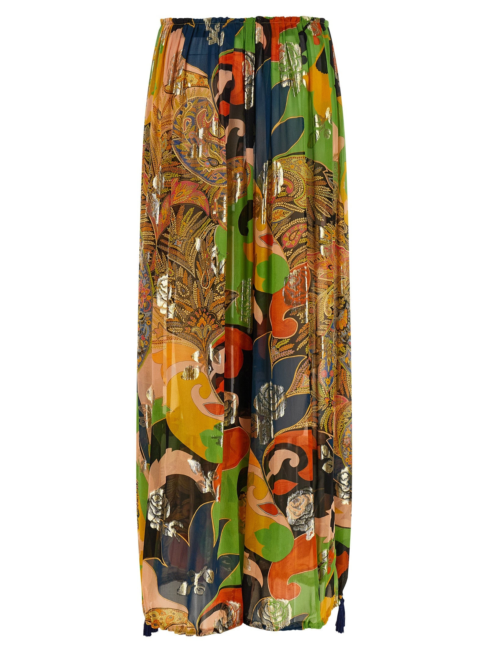 Multicolor Silk Casual Pants