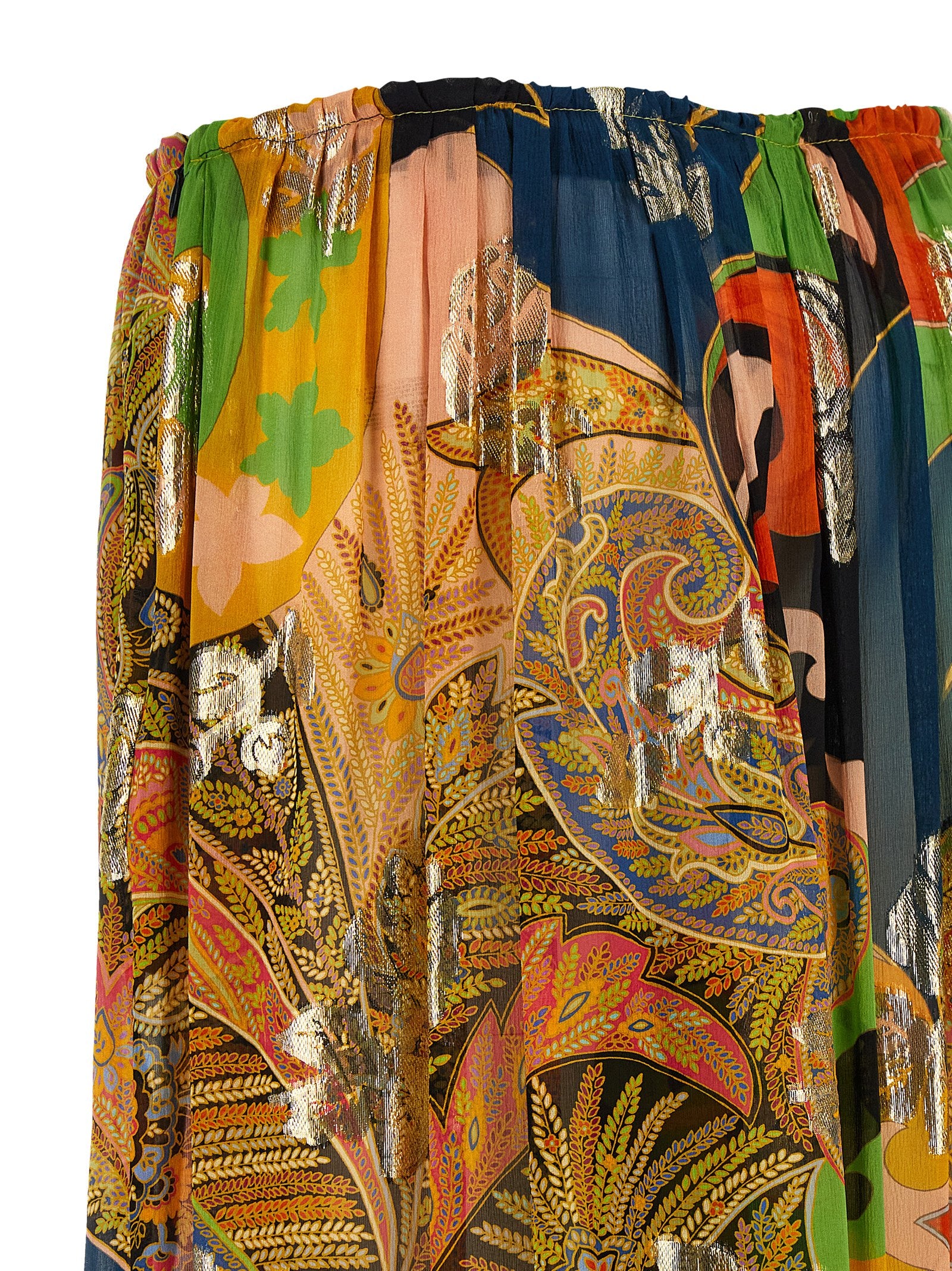 Multicolor Silk Casual Pants