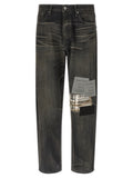 Black Cotton Tapered Jeans