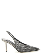 Gray Polyester High Heel Pumps