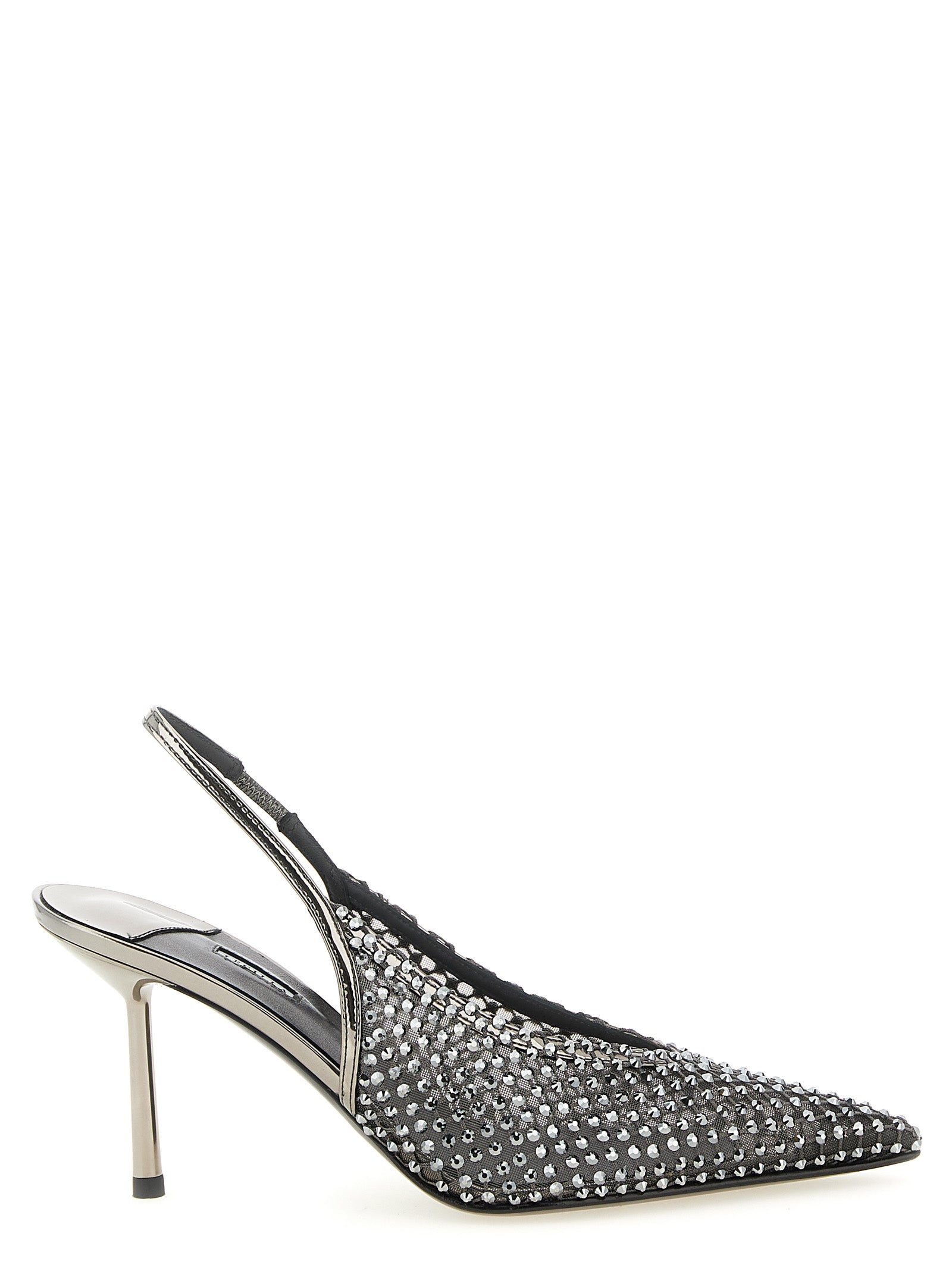 Gray Polyester High Heel Pumps