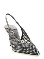 Gray Polyester High Heel Pumps