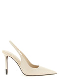 White Leather High Heel Pumps