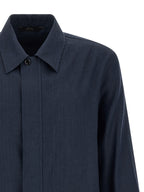 Blue Linen Full-Length Jacket