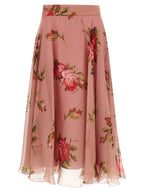 Multicolor Silk Midi Skirt