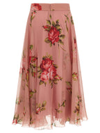 Multicolor Silk Midi Skirt