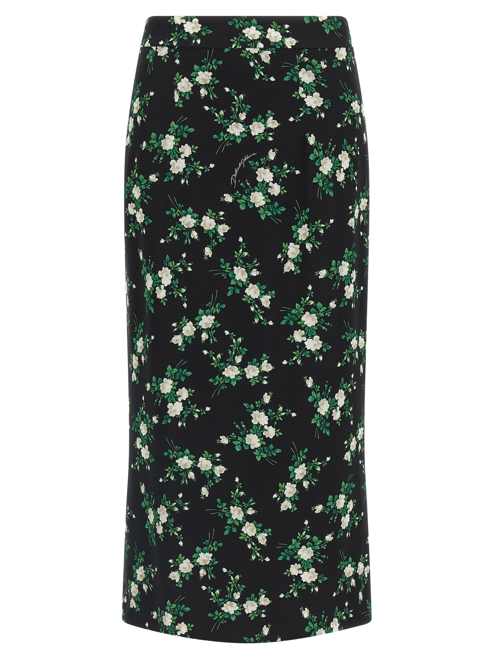 Black Silk Midi Skirt