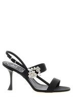 Black Viscose Stiletto Heel Sandals