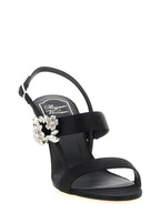 Black Viscose Stiletto Heel Sandals