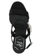 Black Viscose Stiletto Heel Sandals