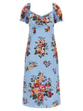 Blue Silk Midi Dress