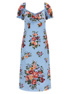 Blue Silk Midi Dress