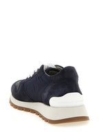 Blue Polyester Athletic Sneakers