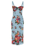 Blue Viscose Midi Dress