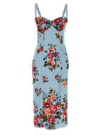Blue Viscose Midi Dress