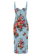 Blue Viscose Midi Dress