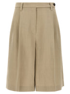 Beige Viscose Bermuda Shorts