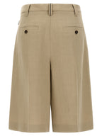 Beige Viscose Bermuda Shorts