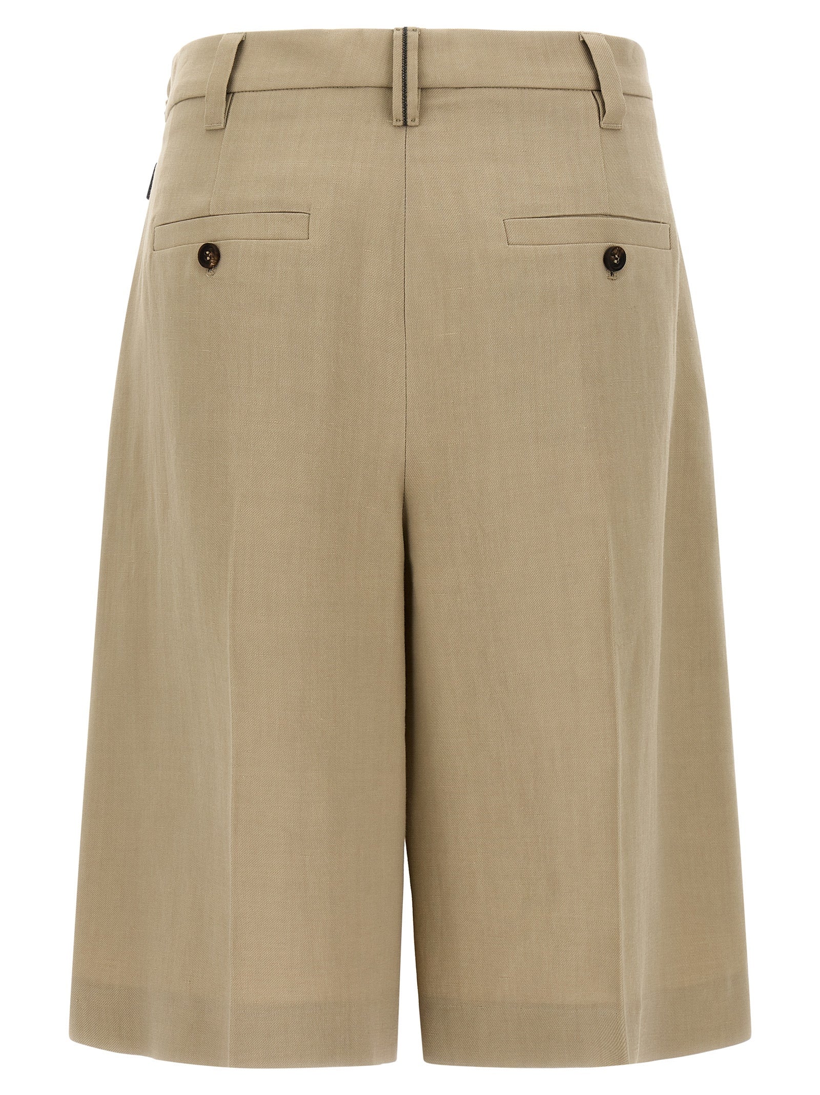 Beige Viscose Bermuda Shorts
