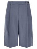 Blue Viscose Bermuda Shorts