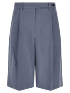 Blue Viscose Bermuda Shorts