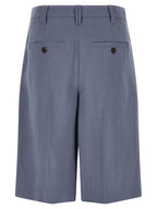 Blue Viscose Bermuda Shorts