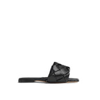 Black Lamb Leather Flat Sandals