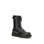 Black Calf Leather Bos Taurus Lace-Up Boots
