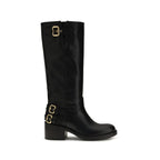 Black Calf Leather Bos Taurus Flat Boots