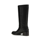 Black Calf Leather Bos Taurus Flat Boots